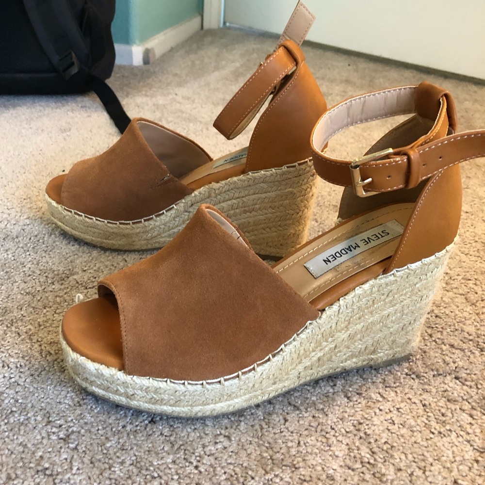 Steve Madden espadrille wedges tan